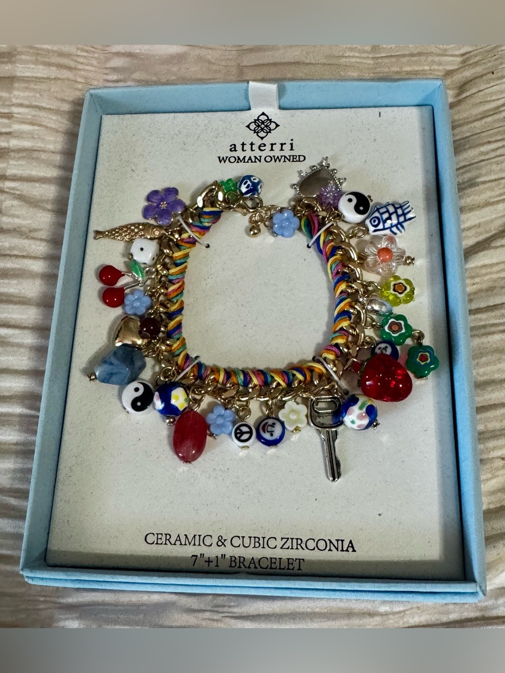 Atterri Multicolor Ceramic Charm Bracelet with Gold-Tone Accents